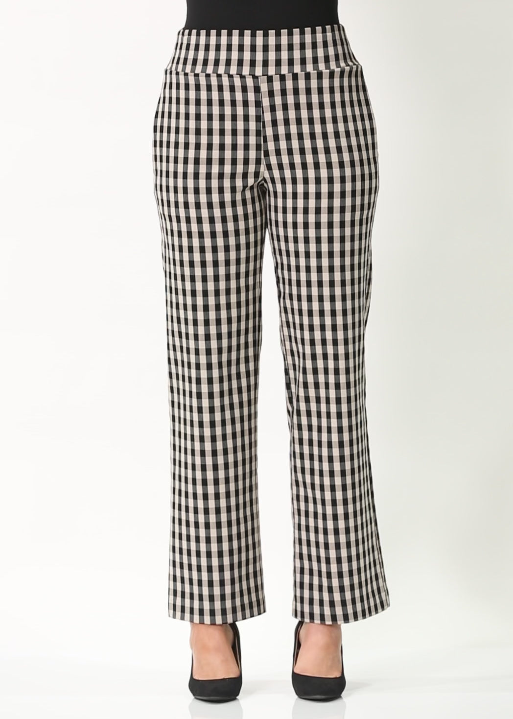 Baylee printed Bengaline wide leg check pants in Monty check