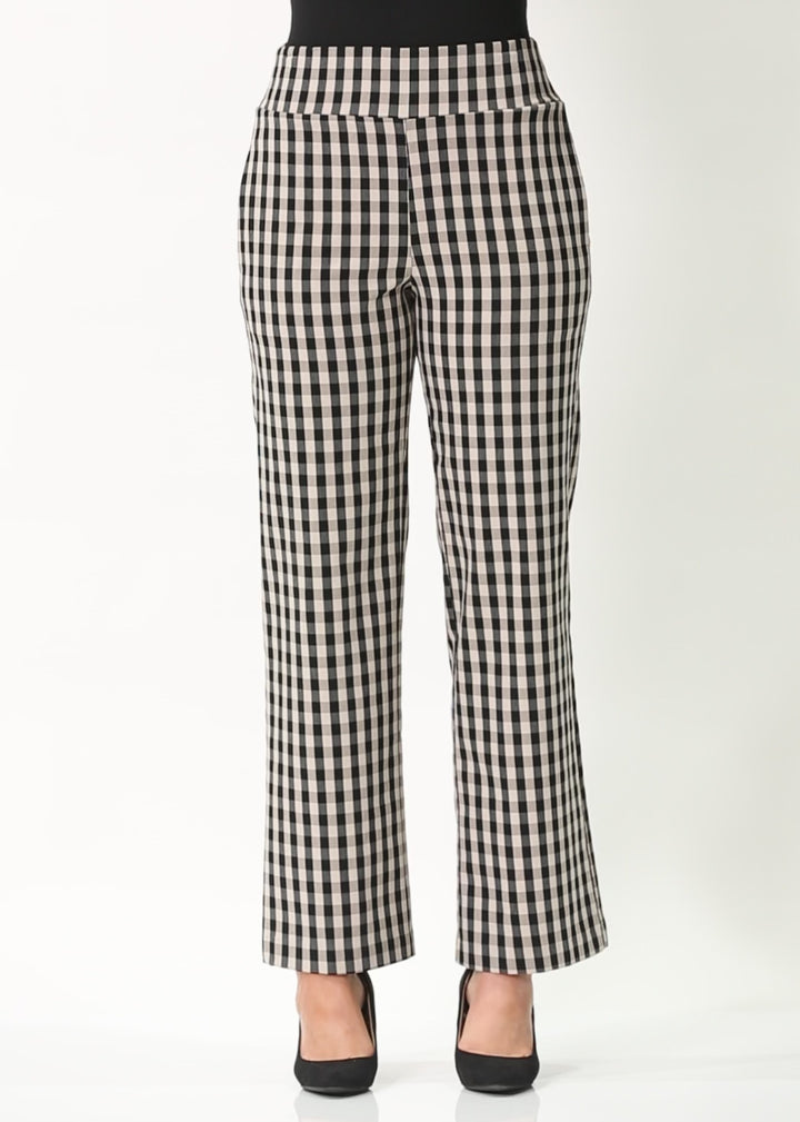 Baylee printed Bengaline wide leg check pants in Monty check