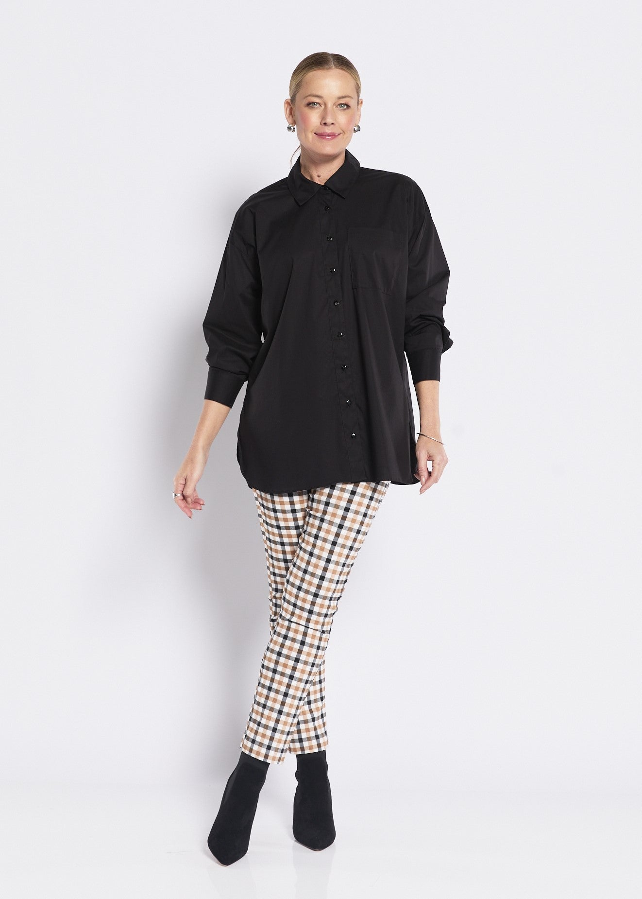 Provo check Bengaline super stretch pant in Toffee