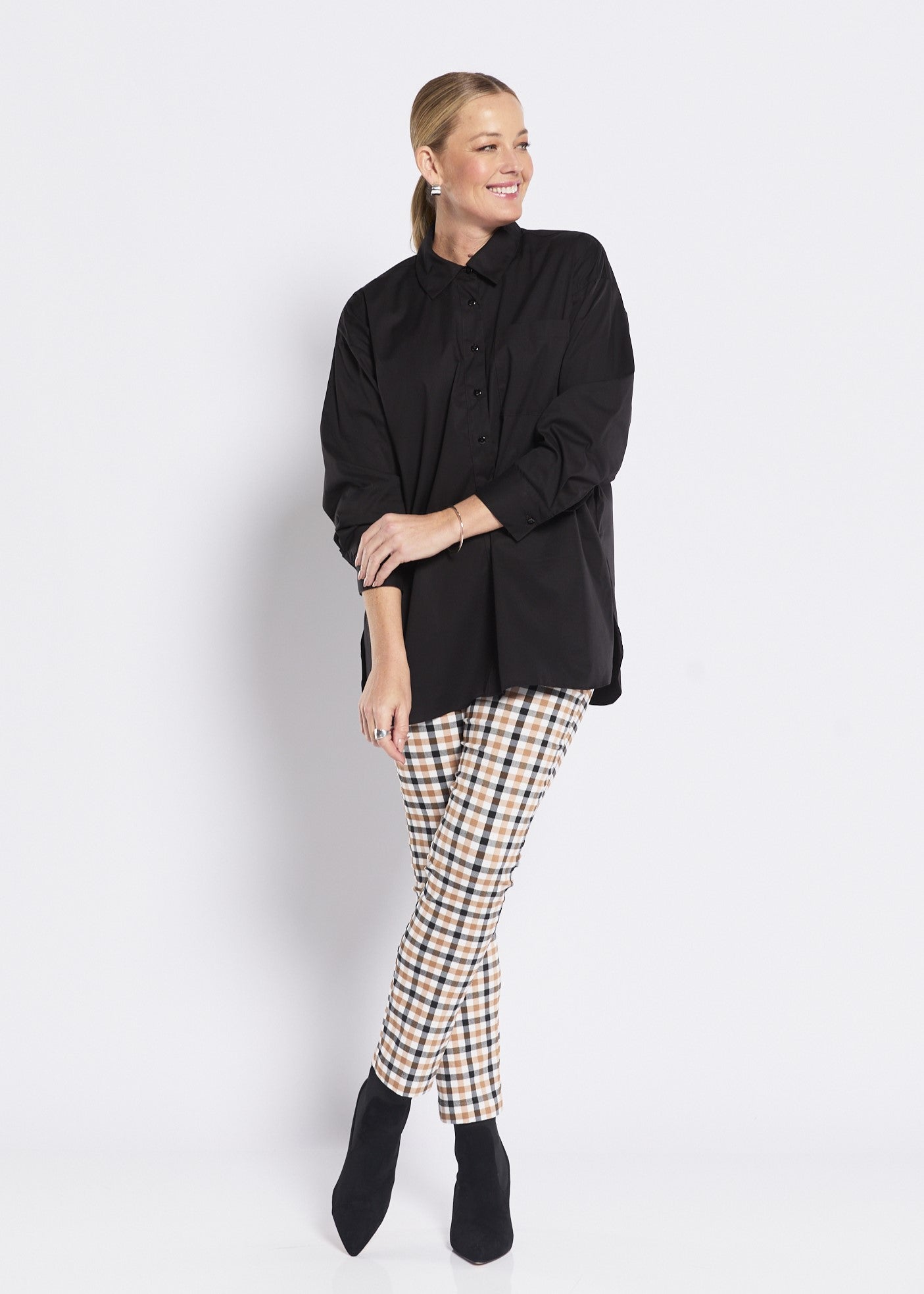 Provo check Bengaline super stretch pant in Toffee