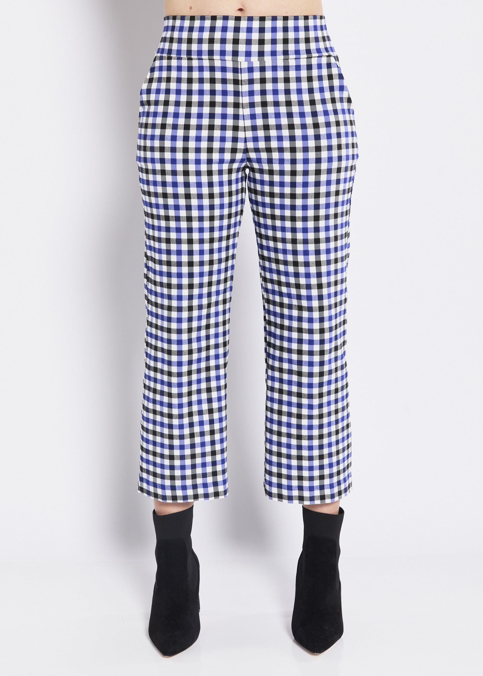 Frenchie check Bengaline super stretch culotte in blue
