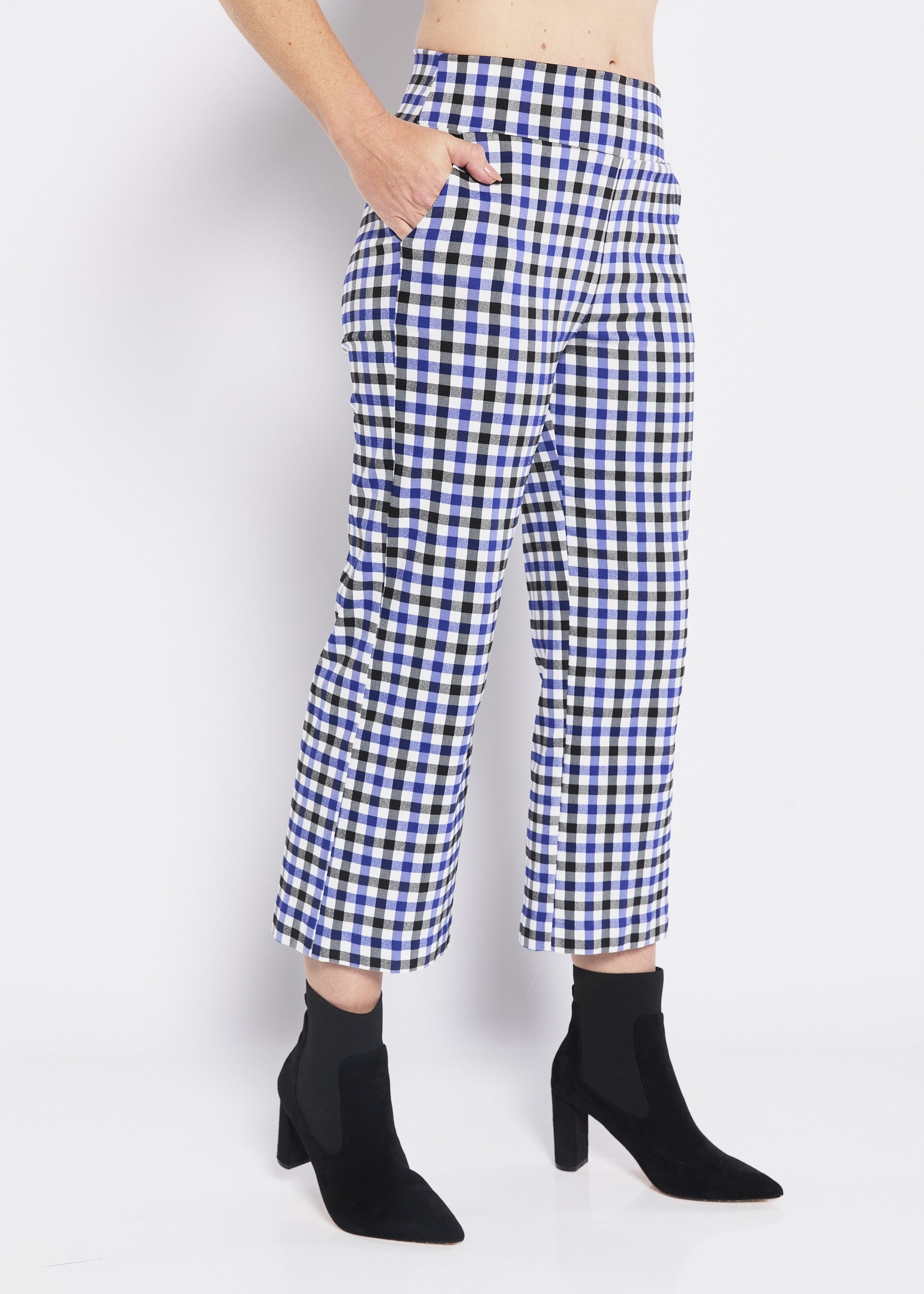 Frenchie check Bengaline super stretch culotte in blue