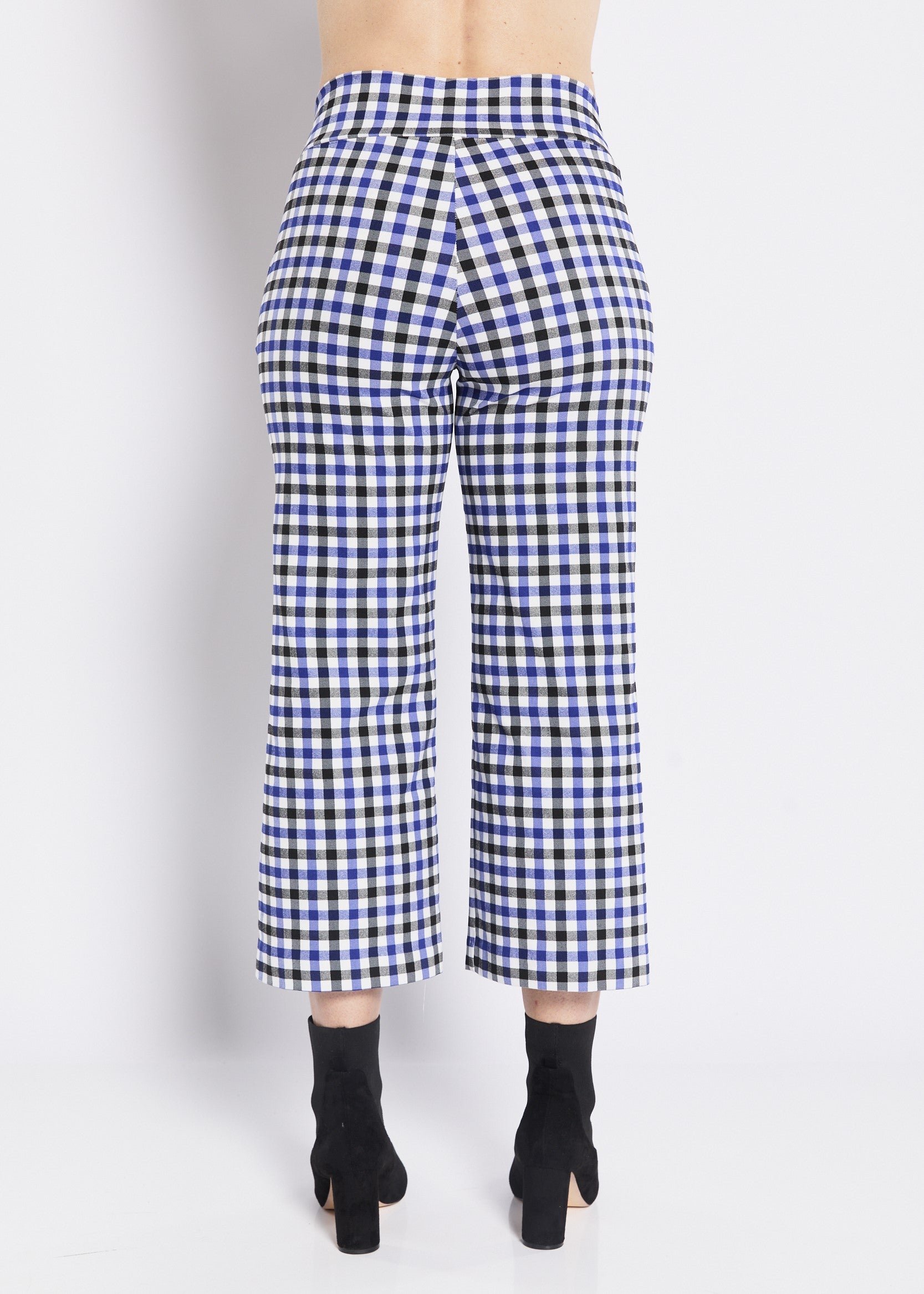 Frenchie check Bengaline super stretch culotte in blue