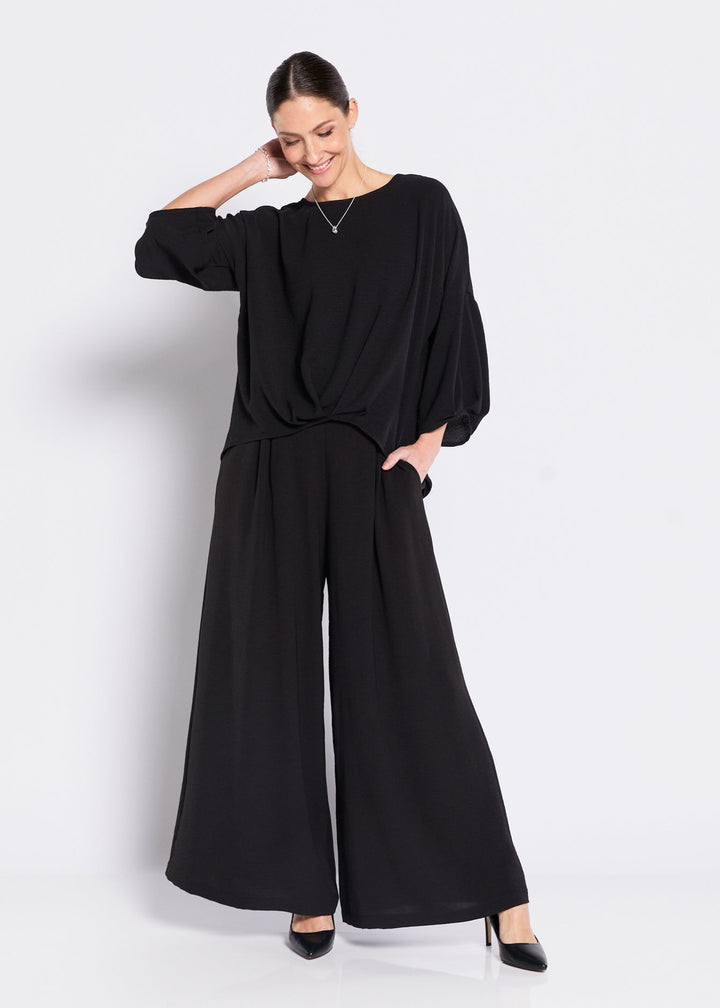 Franco Resort crepe ultra-wide leg pant in black