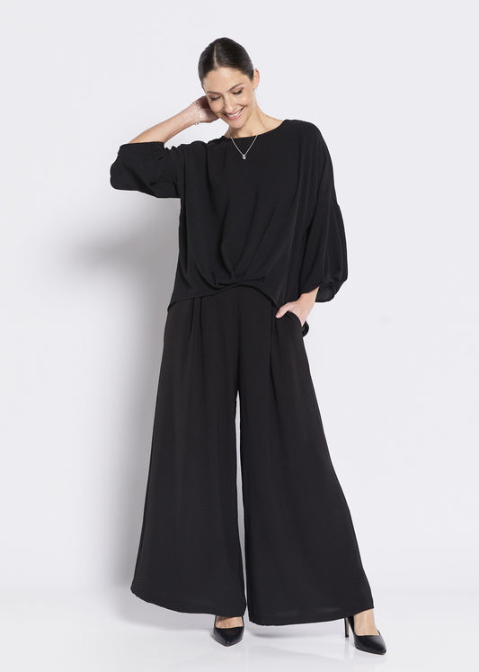 Origin Resort hammered crepe top in black