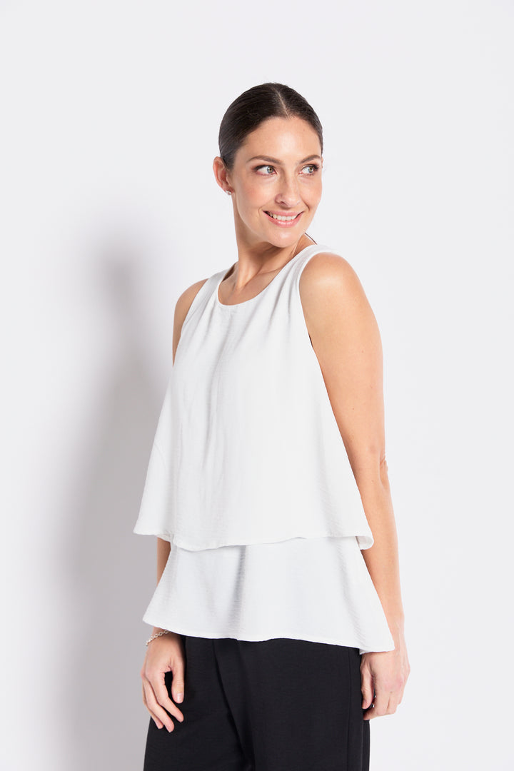 Magic Resort crepe layer top in white