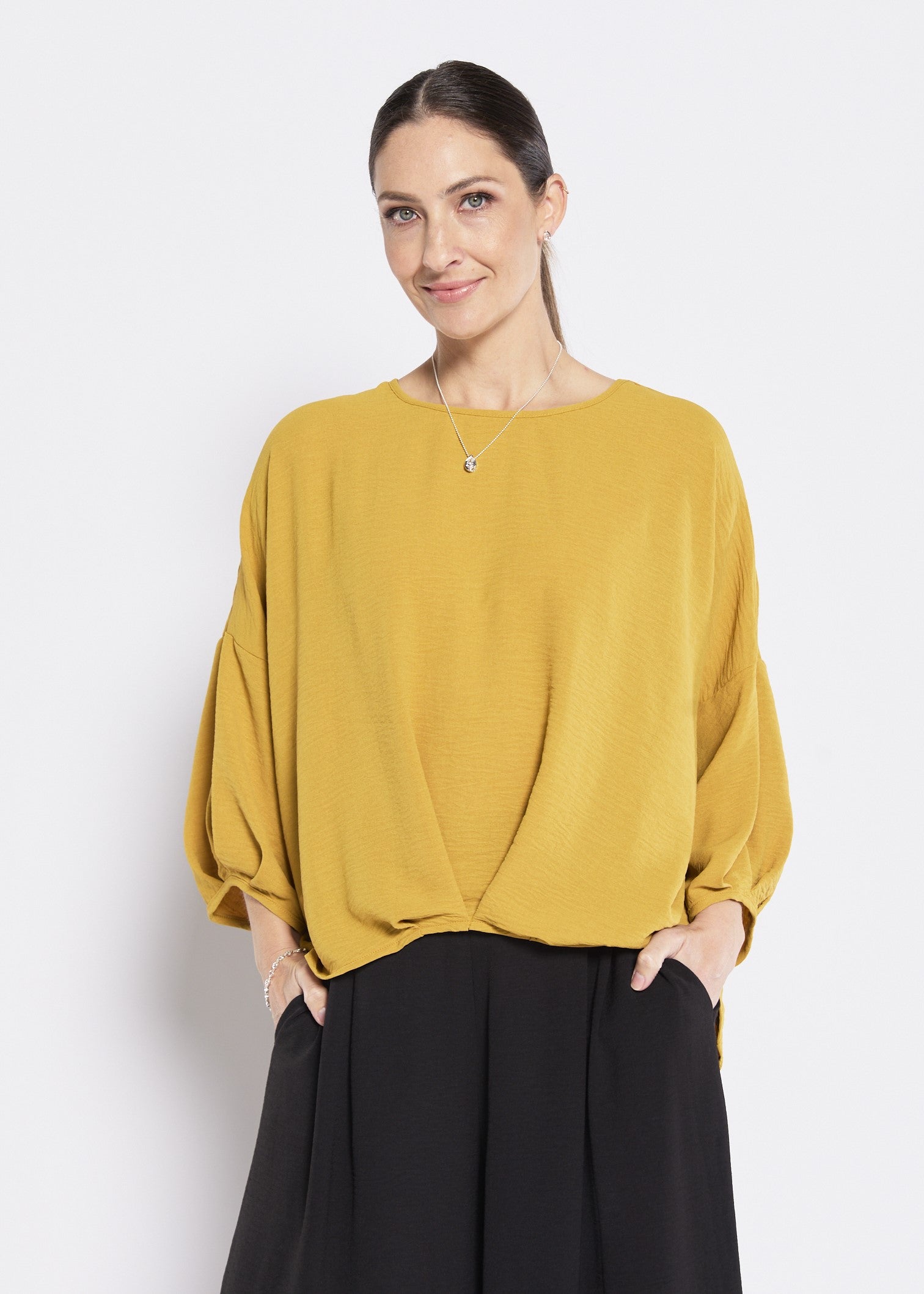 Origin Resort hammered crepe top in Gold