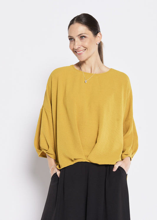 Origin Resort hammered crepe top in Gold