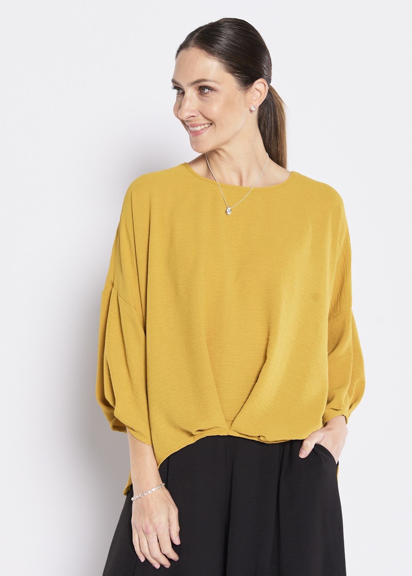 Origin Resort hammered crepe top in Gold
