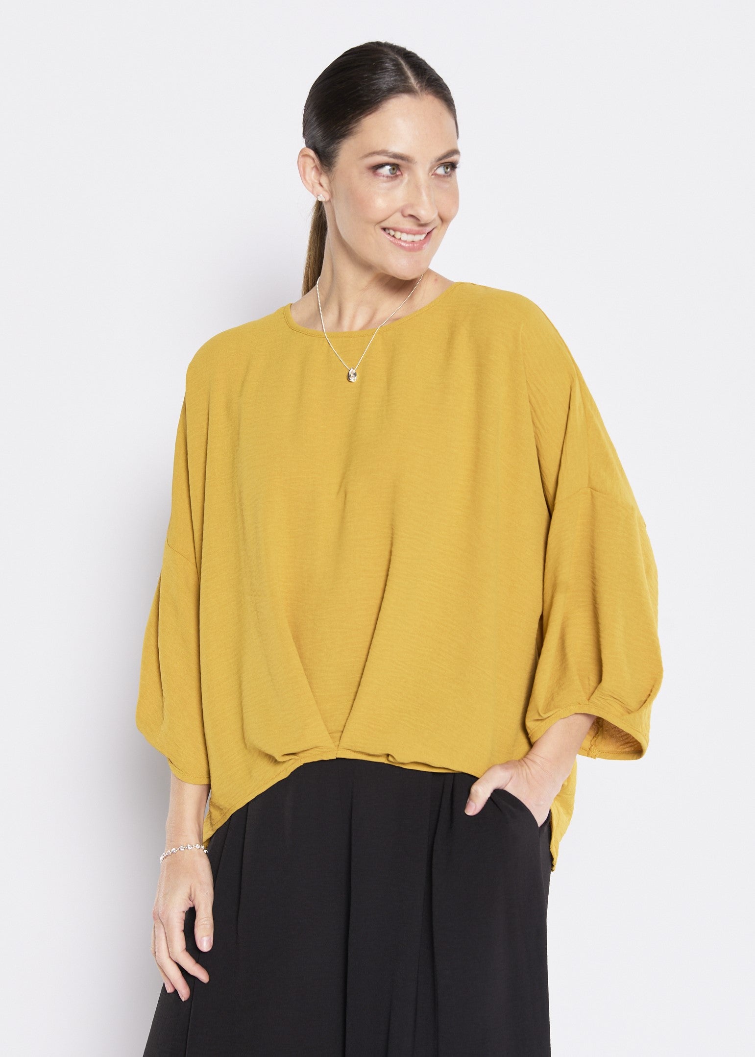 Origin Resort hammered crepe top in Gold