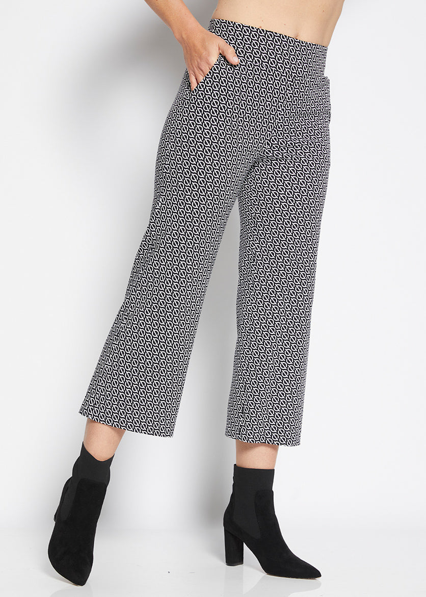 Ticket Printed Bengaline Culotte in Signature Black