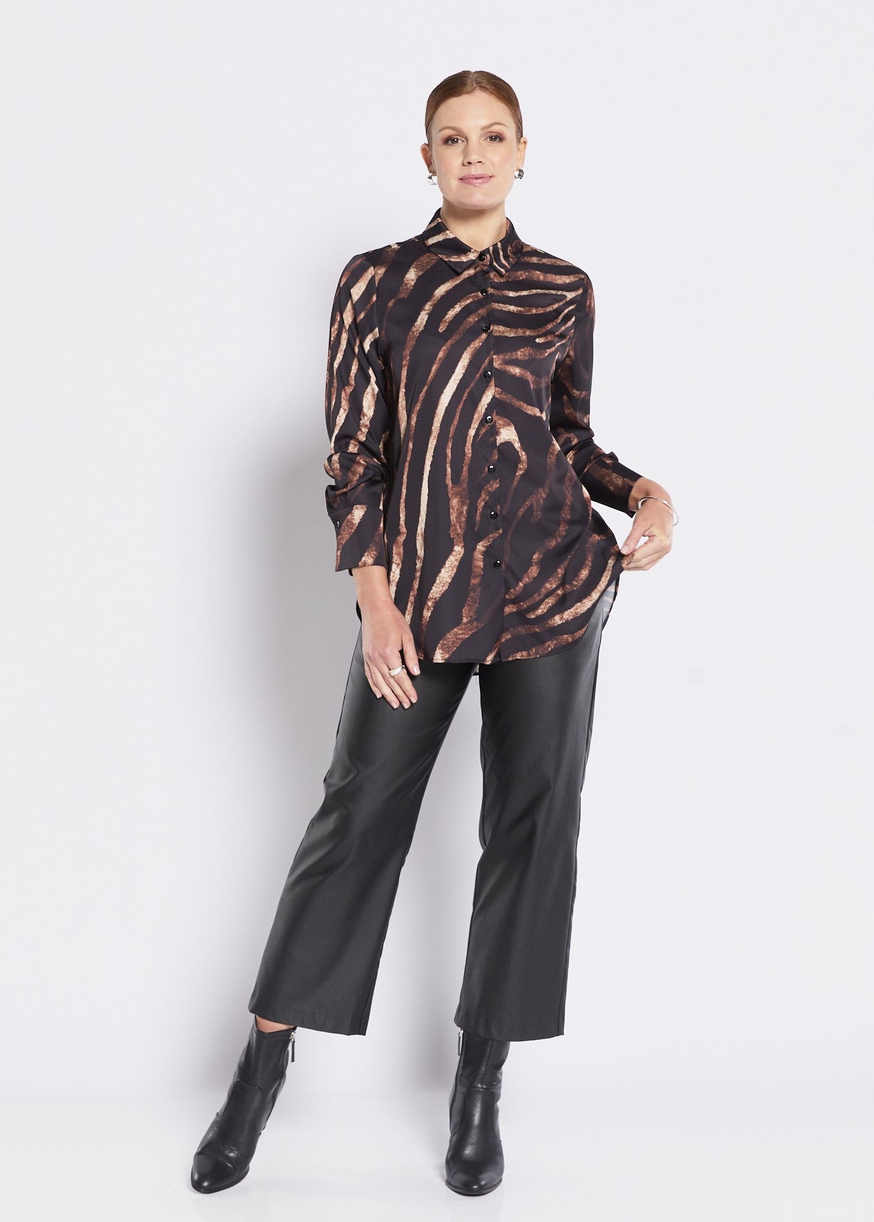 Satin Shirt in Animal Print