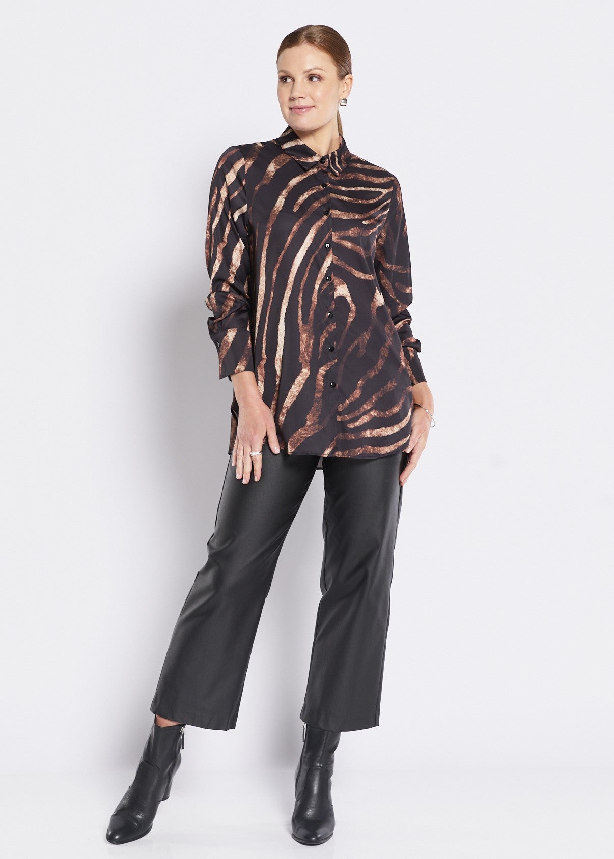 Satin Shirt in Animal Print