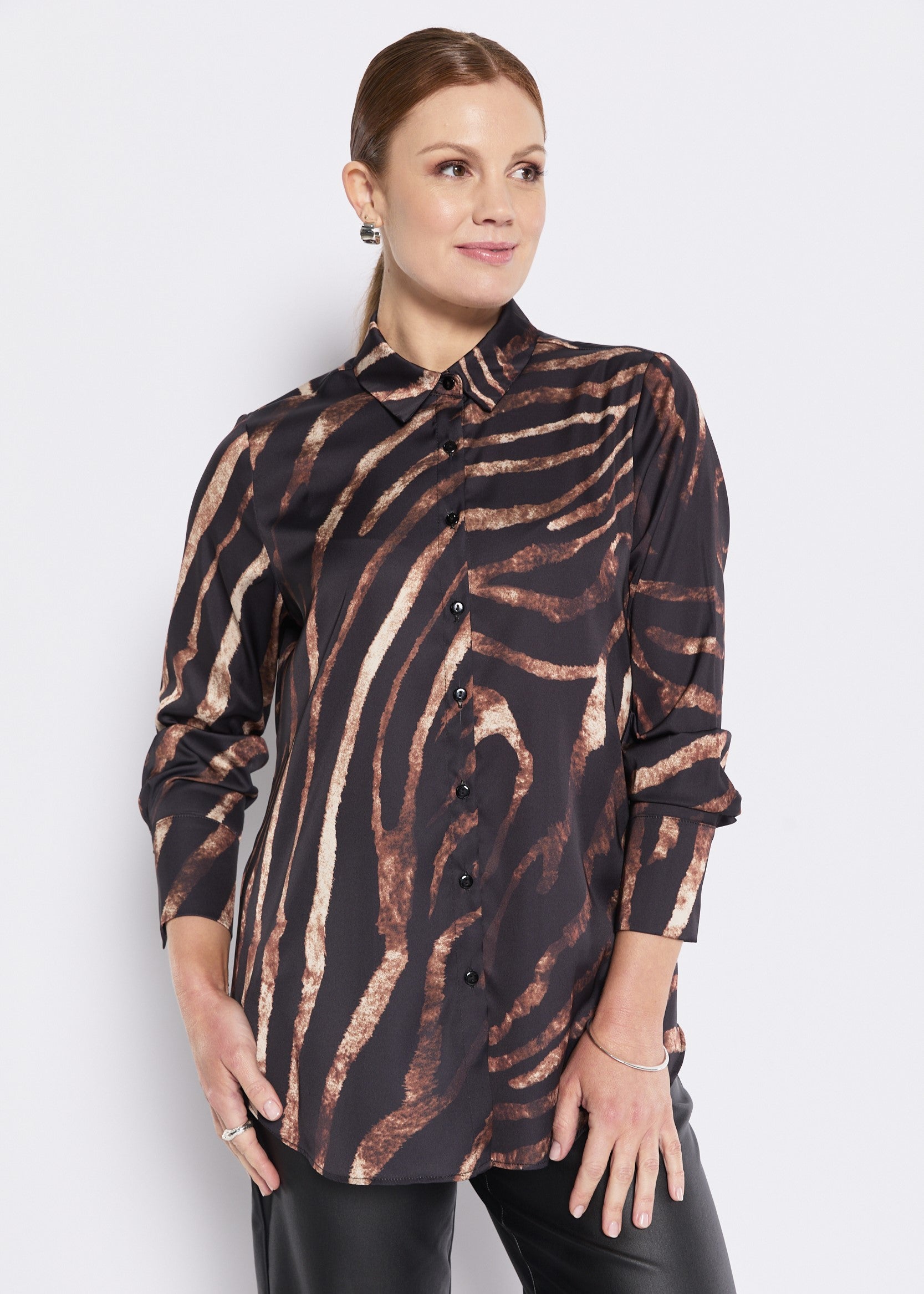Satin Shirt in Animal Print