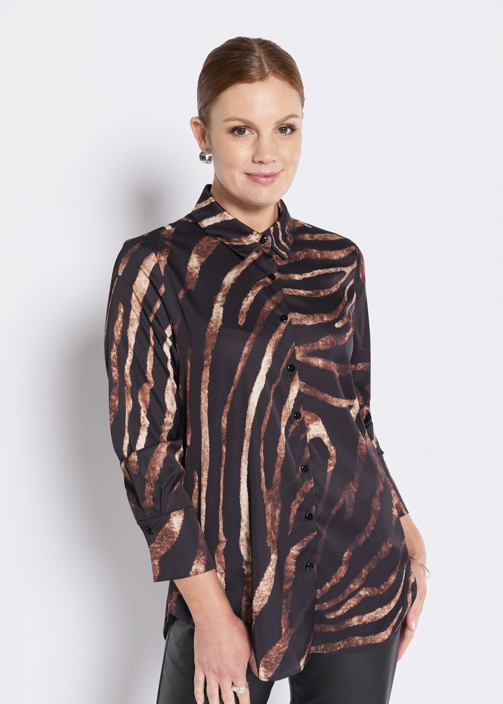 Satin Shirt in Animal Print