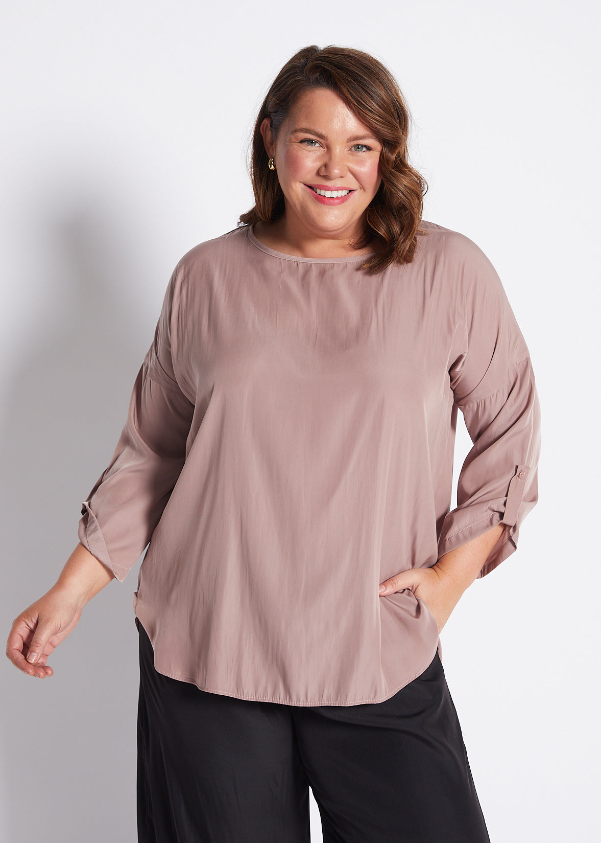 Silky Technical Tunic in Mocha