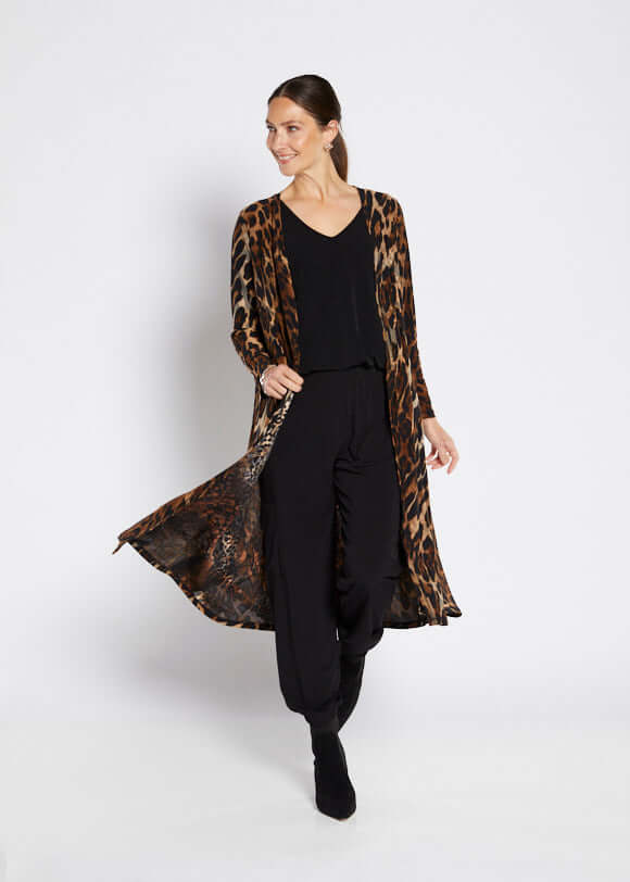 Philosophy Australia Antonia jersey maxi cardigan in Soprano animal print