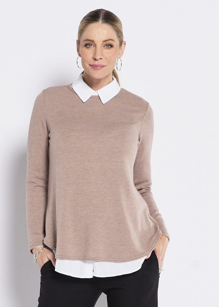 Tenor crew neck knit jumper in Fawn