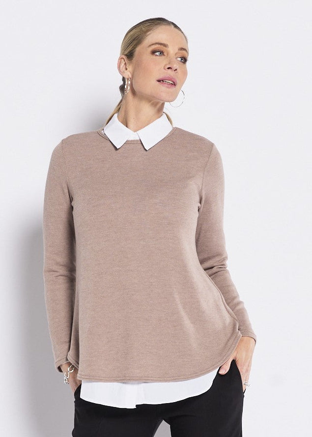 Tenor crew neck knit jumper in Fawn