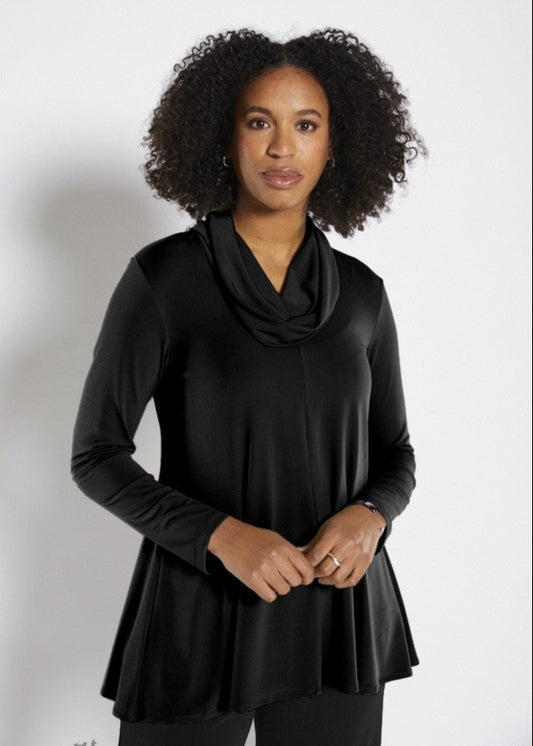 Carmen Foundation slinky jersey cowl tunic in black