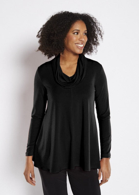 Carmen Foundation slinky jersey cowl tunic in black
