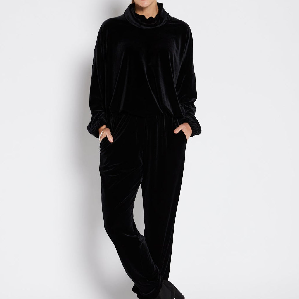 Cork stretch velour jogger pant