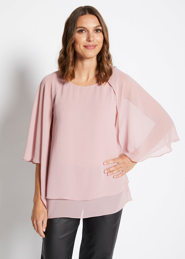 Cape multi wear chiffon blouse in Dusty Pink