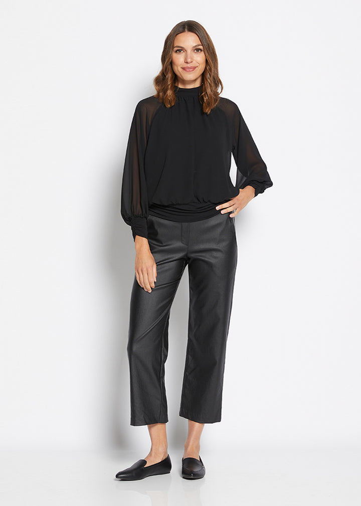 Stride coated Bengaline culotte pant in Black