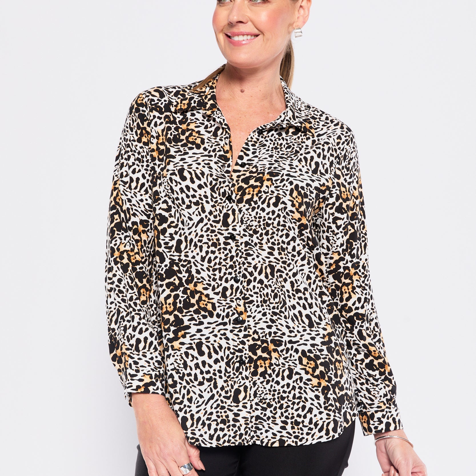 Mystic rayon voile shirt in Leopard