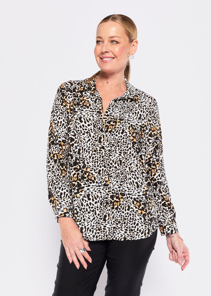 Mystic rayon voile shirt in Leopard print