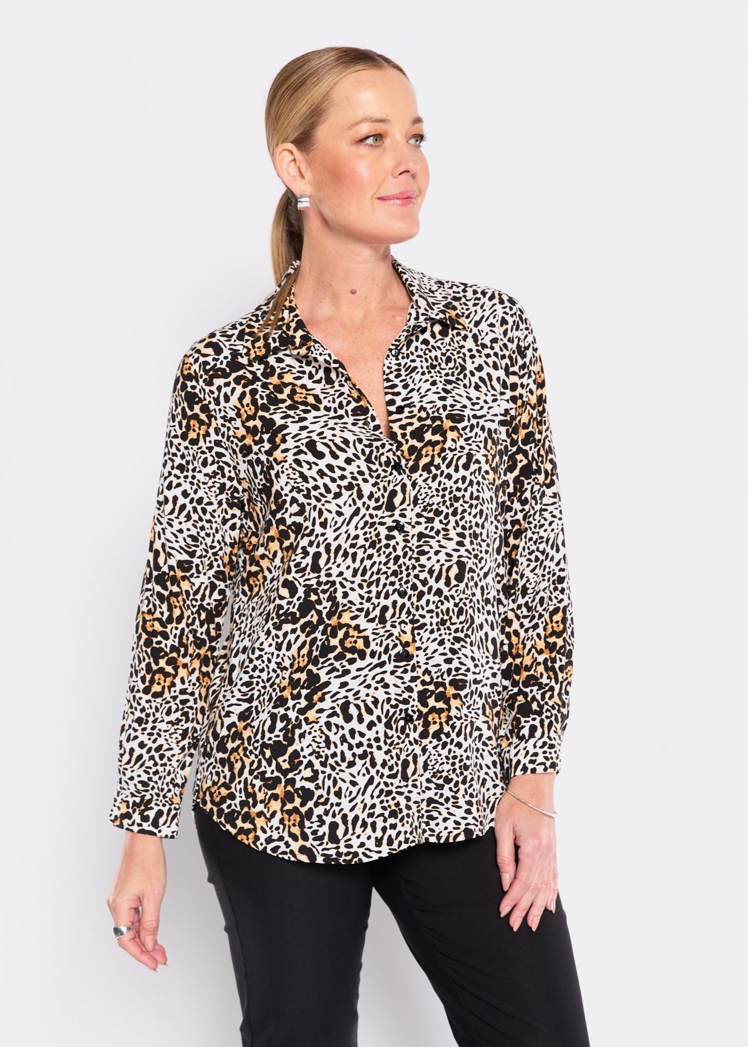 Mystic rayon voile shirt in Leopard