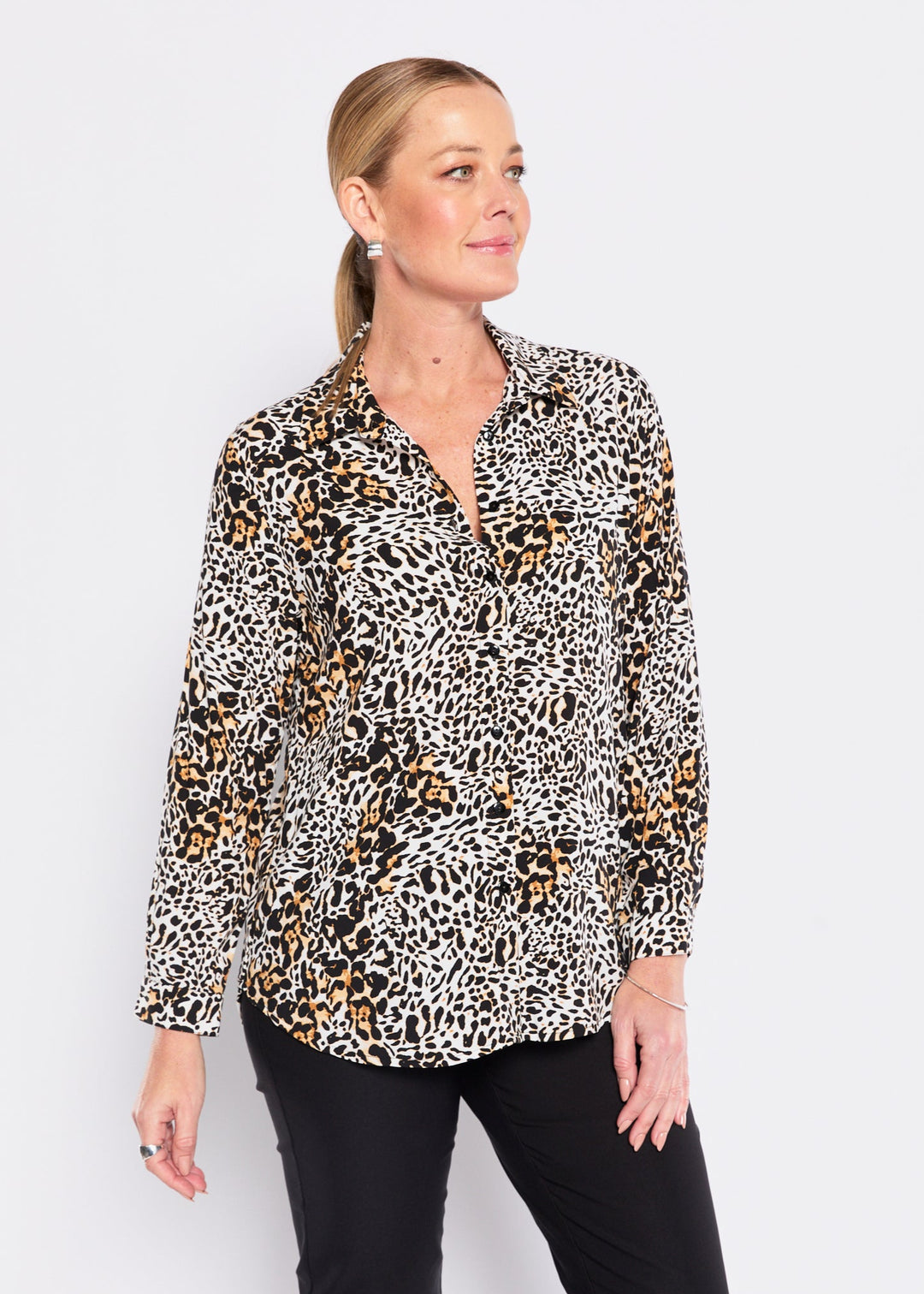 Mystic rayon voile shirt in Leopard print