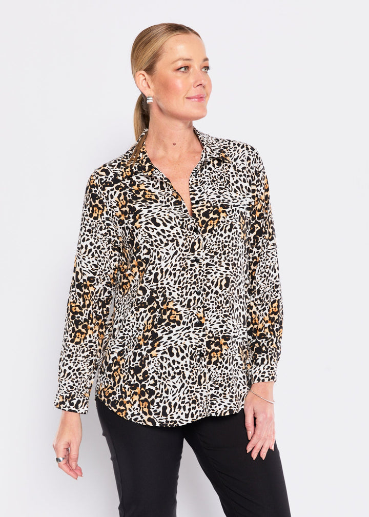 Mystic rayon voile shirt in Leopard print