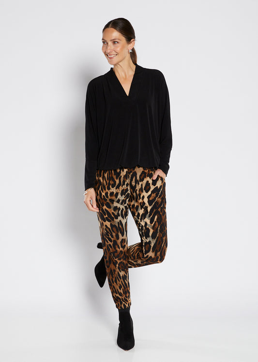 Wendy Foundation slinky jersey relaxed V top in black