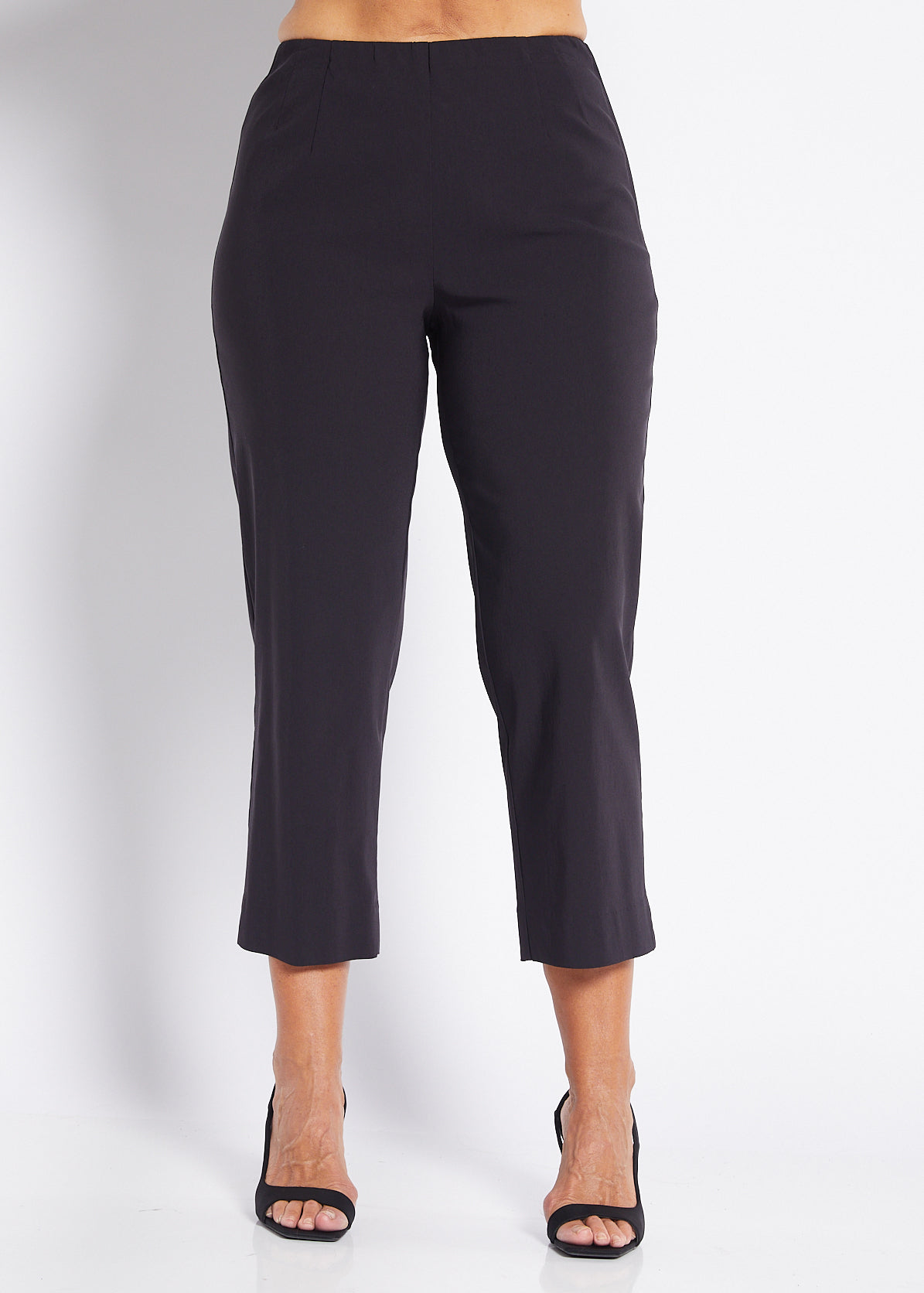 Bengaline Stretch 7/8 Side Zip Straight Pants in Navy