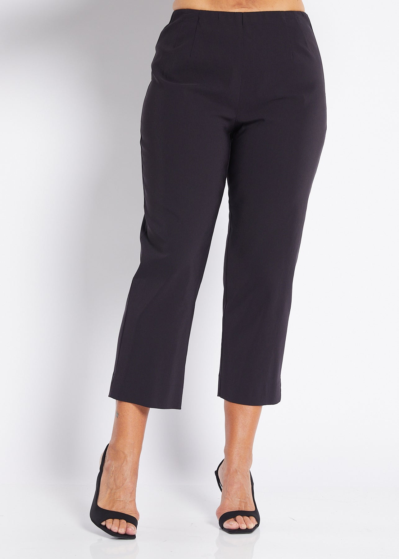 Bengaline Stretch 7/8 Side Zip Straight Pants in Navy