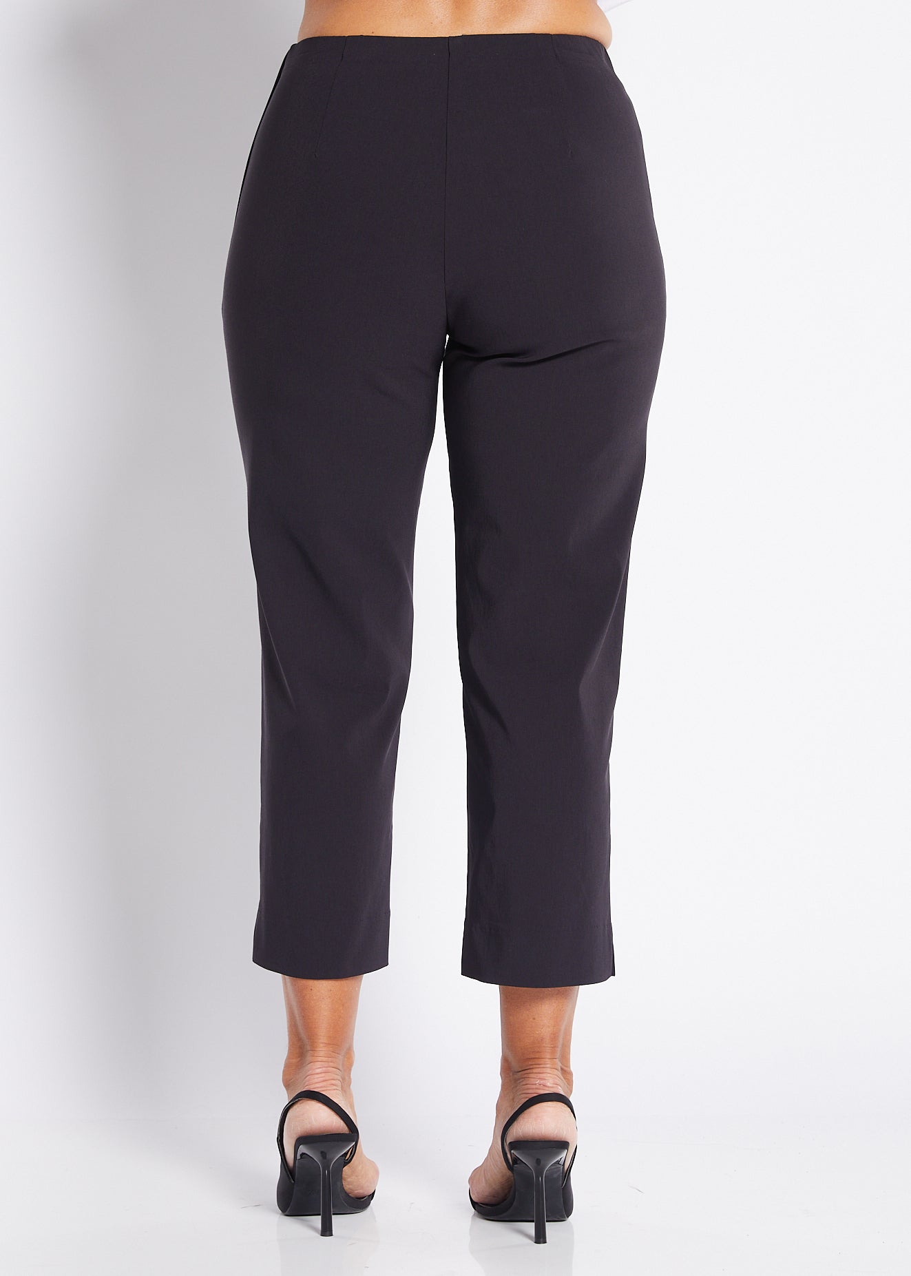 Bengaline Stretch 7/8 Side Zip Straight Pants in Navy