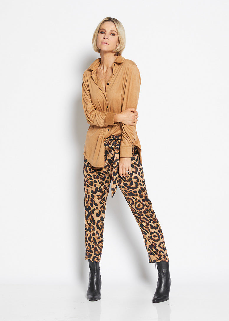 Philosophy Australia Edith suedette shirt and Zendal satin pants in Zoo, made in Australia