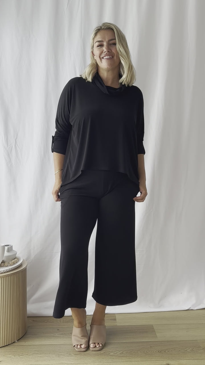 Willow Cowl Neck Top in Black