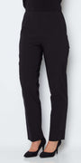 Gem Miracle Bengaline women's full-length straight-cut pants in black.