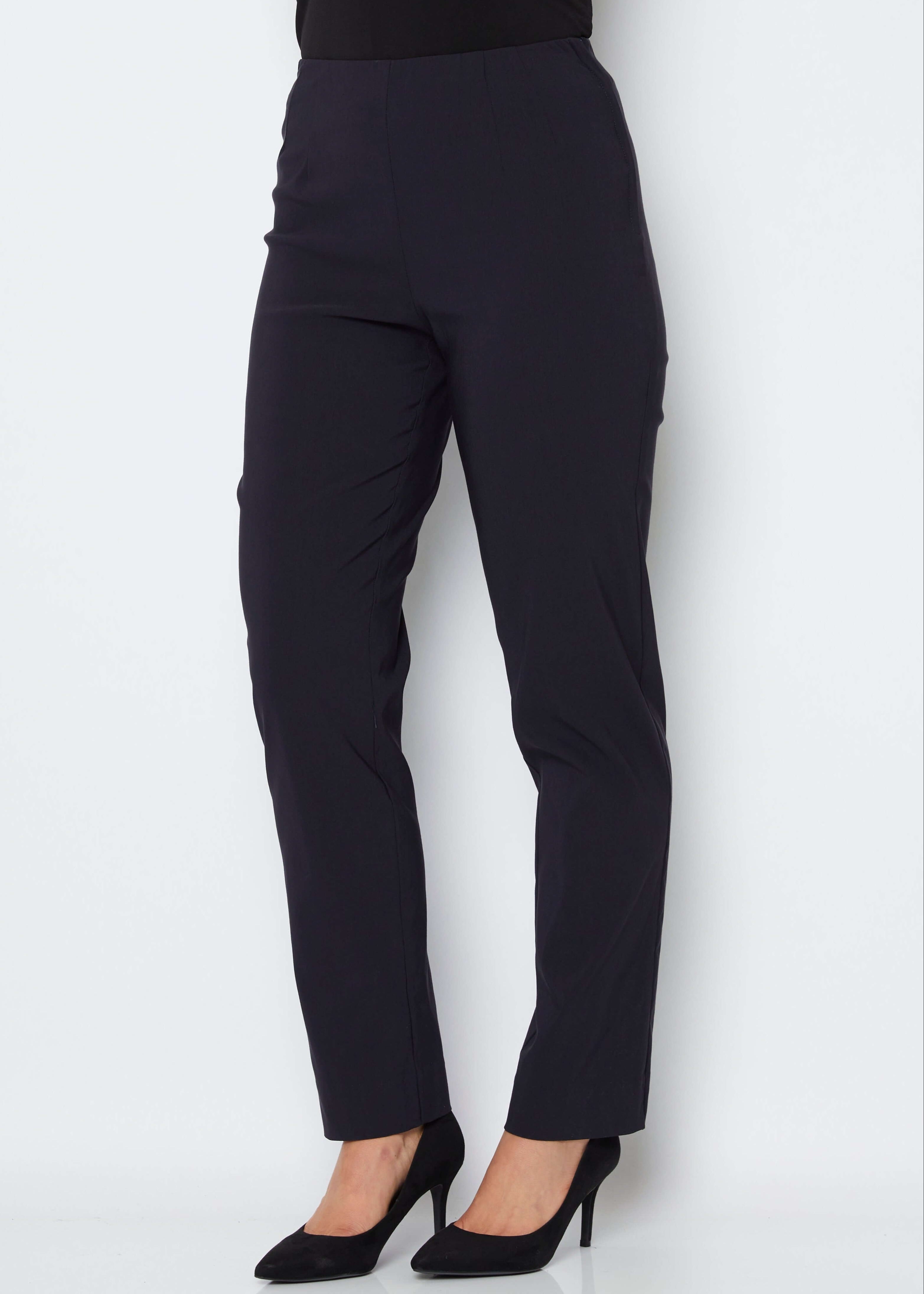 Gem Miracle Bengaline women's full-length straight-cut pants in ink navy.