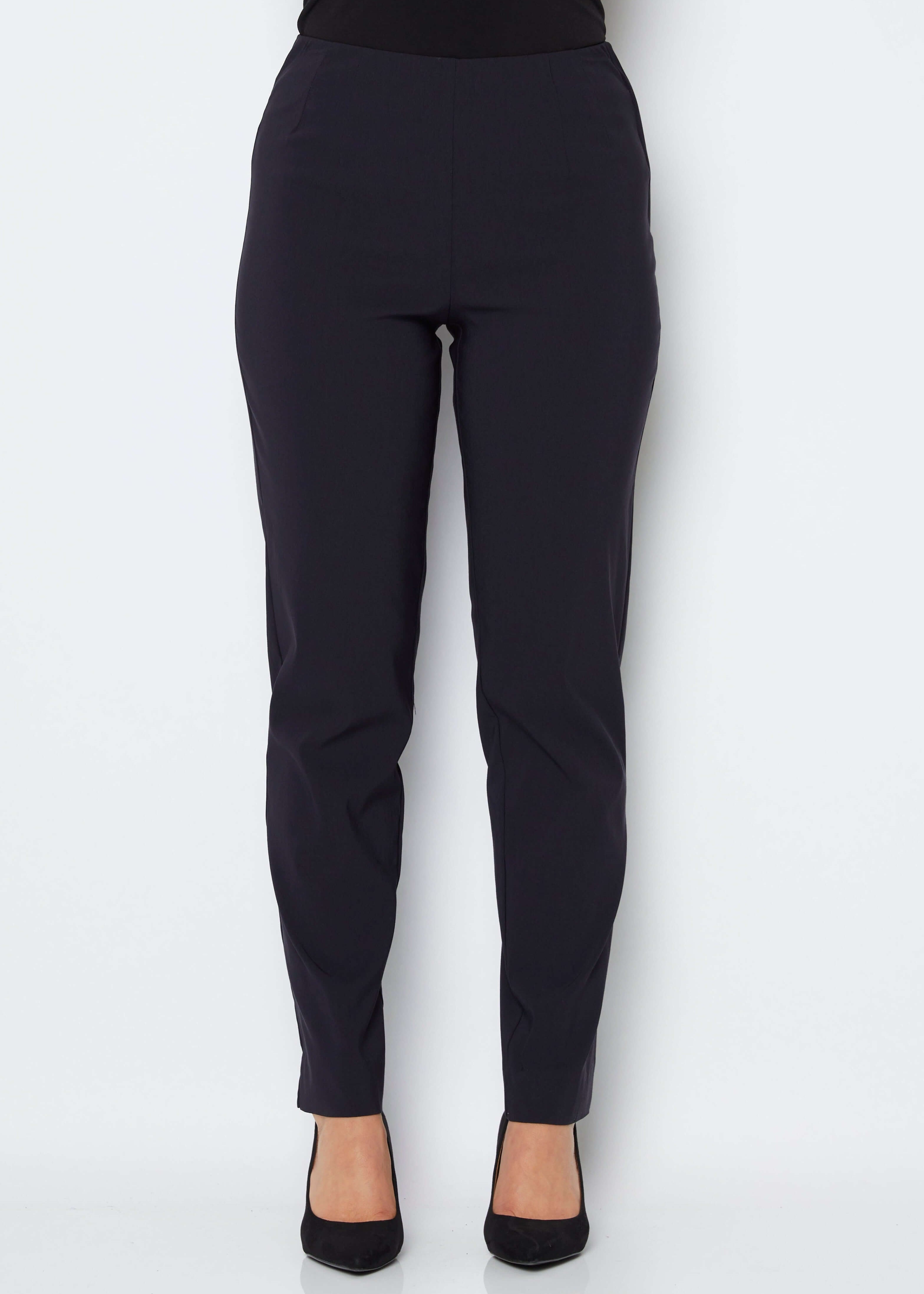 Gem Miracle Bengaline women's full-length straight-cut pants in ink navy.