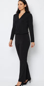 Linear Jersey Women's full length straight leg pants in black.