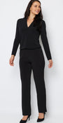 Linear Jersey Women's full length straight leg pants in black.