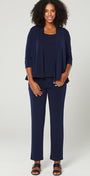 Linear Jersey Women's full-length straight-leg pant in Navy.