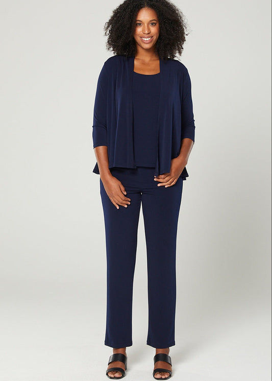 Linear Jersey Women's full-length straight-leg pant in Navy.