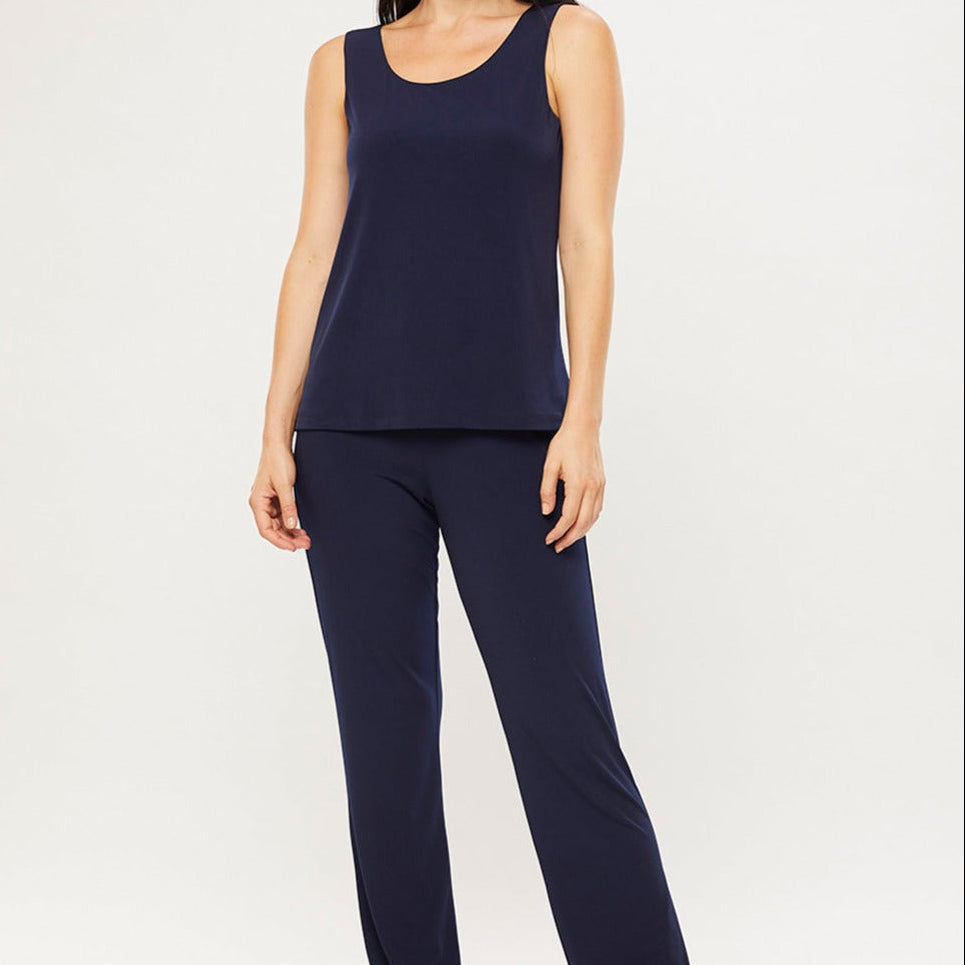 Linear Jersey Women's full-length straight-leg pant in Navy.