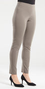 Narrow Miracle Bengaline Women's full-length slim-cut pants in bark neutral.