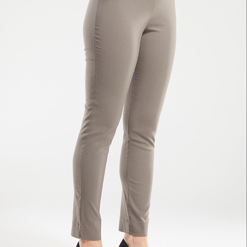 Narrow Miracle Bengaline Women's full-length slim-cut pants in bark neutral.