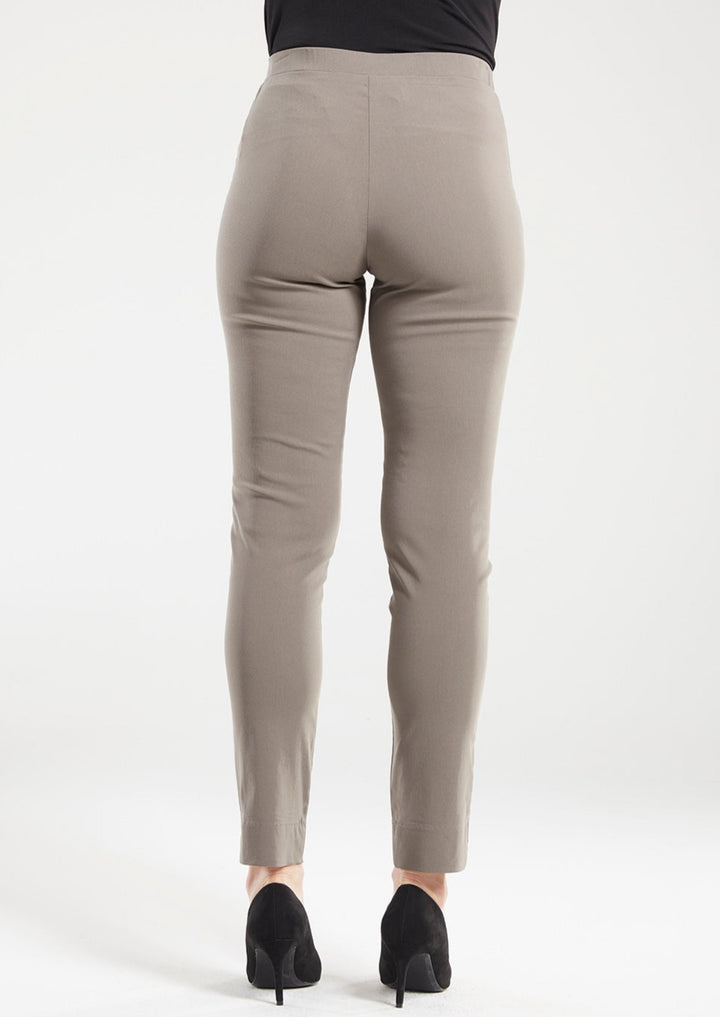 Narrow Miracle Bengaline Women's full-length slim-cut pants in bark neutral.